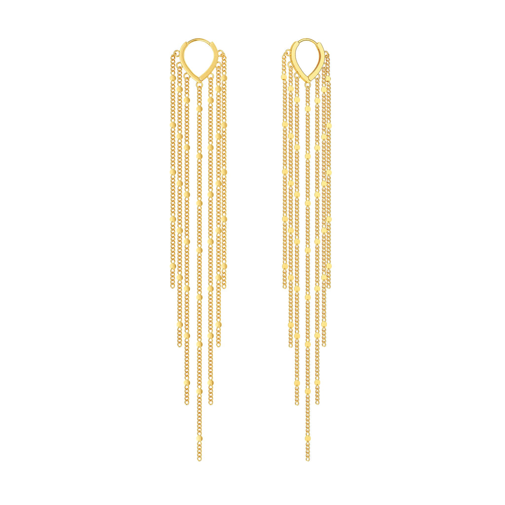 Cascading Chain Huggie Earrings - 14K Gold-Plated