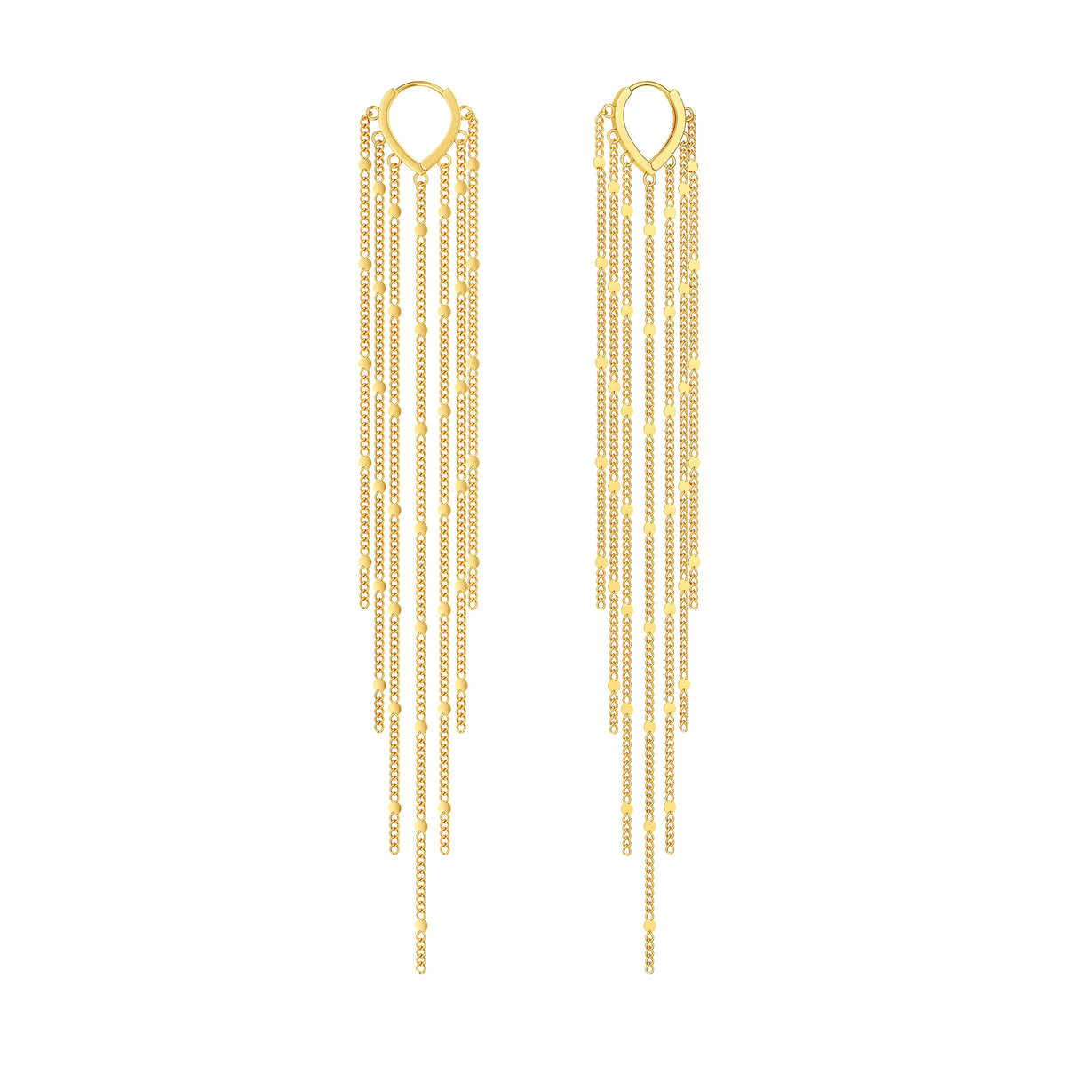 Cascading Chain Huggie Earrings - 14K Gold-Plated