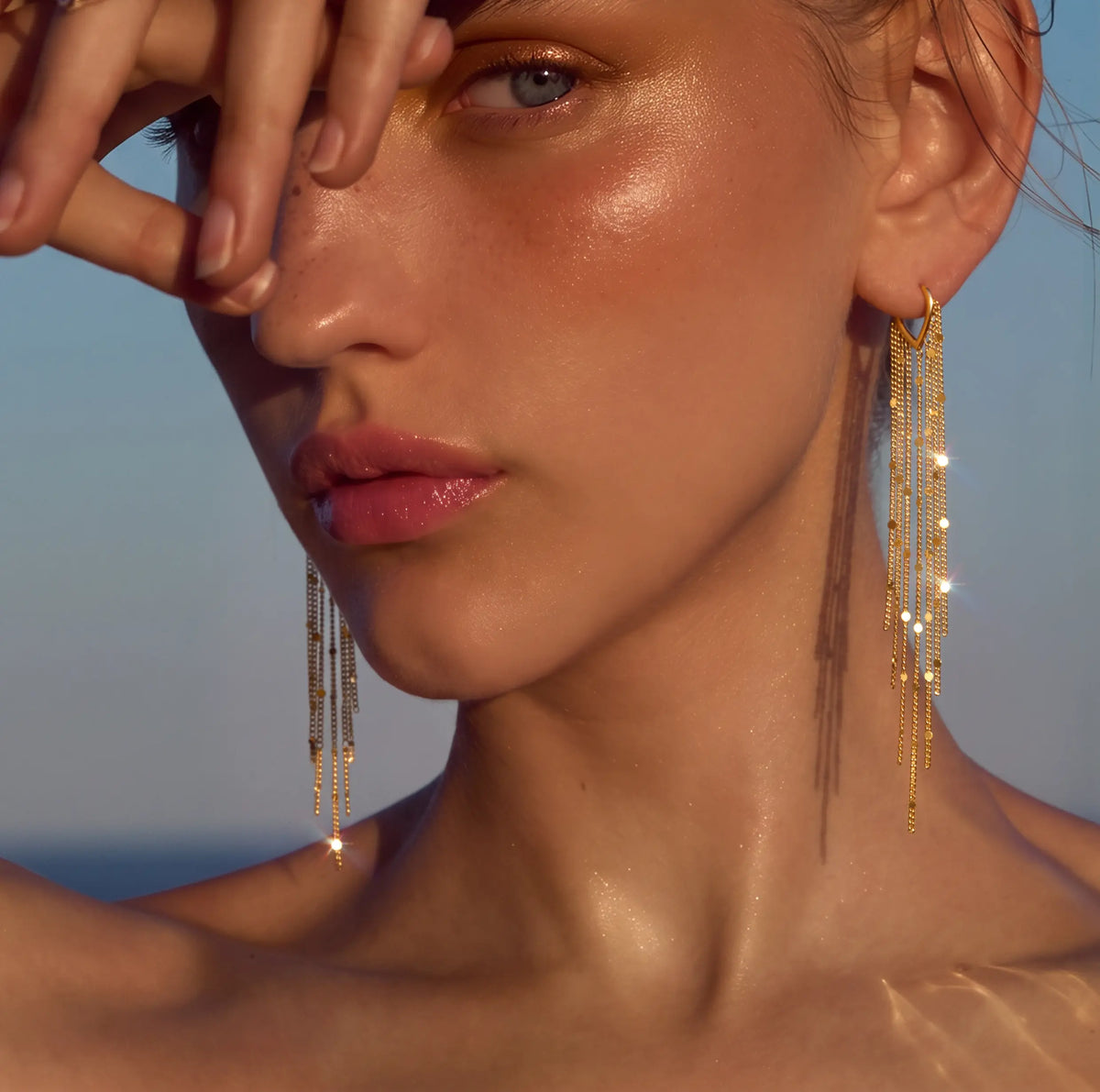 Cascading Chain Huggie Earrings - 14K Gold-Plated