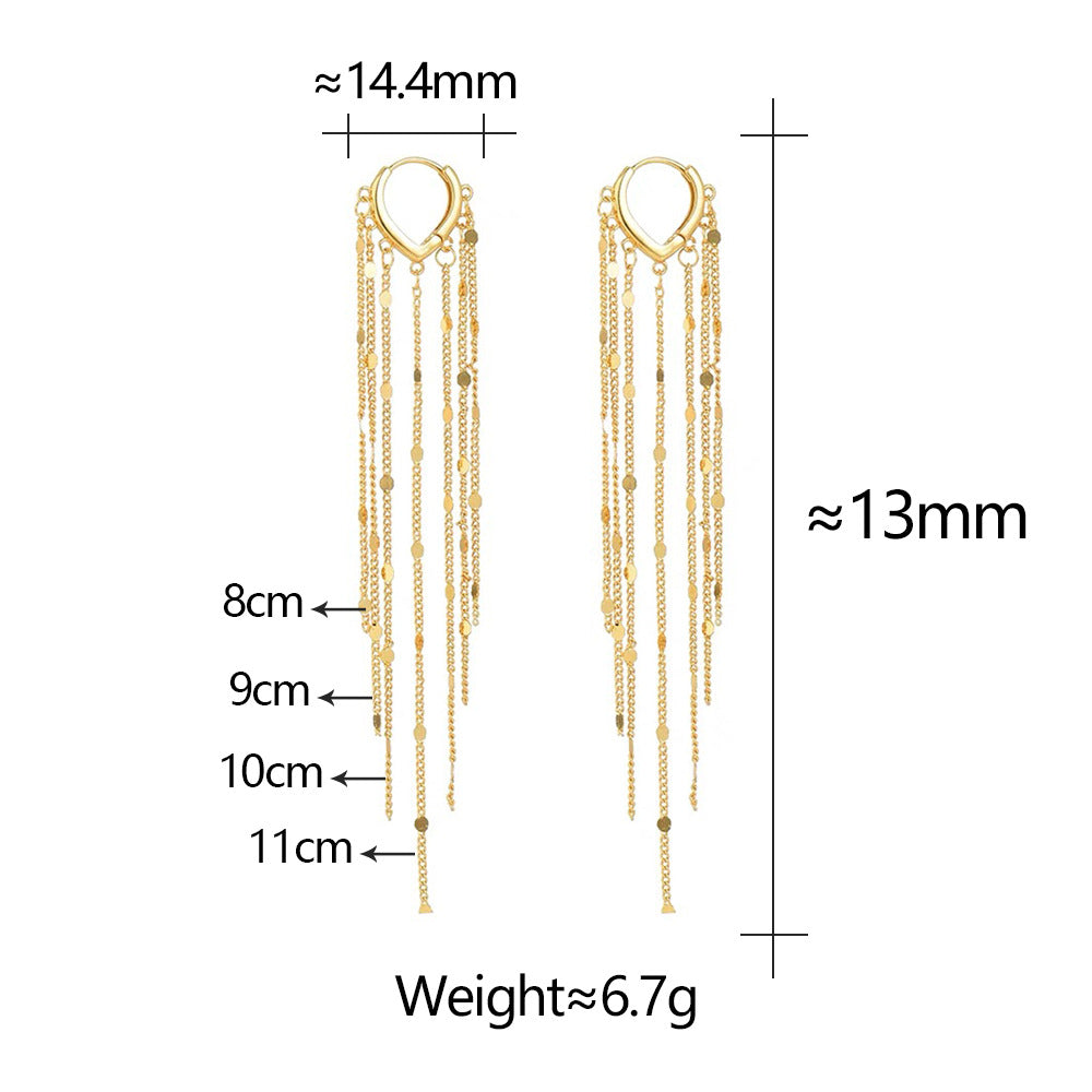 Cascading Chain Huggie Earrings - 14K Gold-Plated