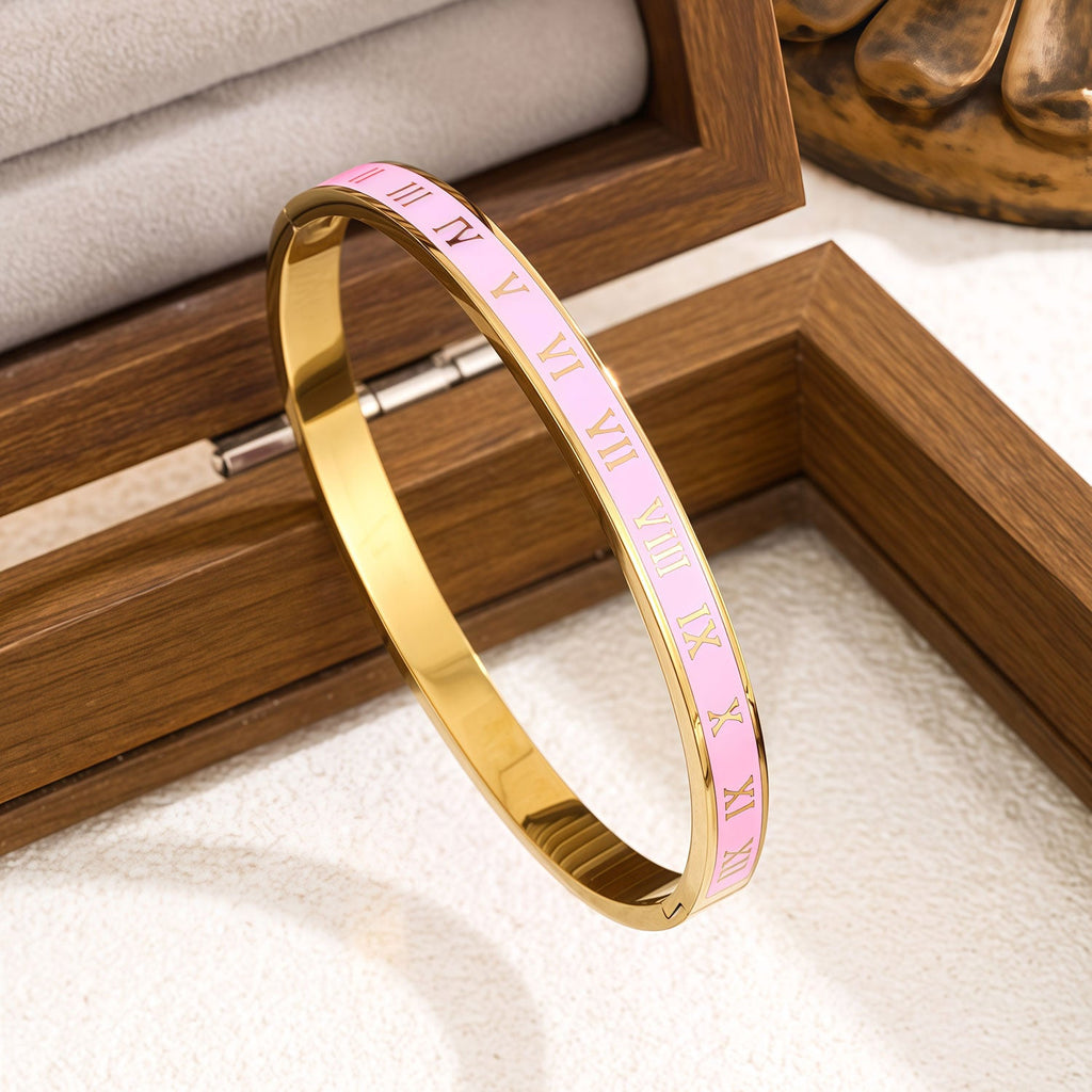4-Piece Colorful Enamel Stainless Steel Bangles Set
