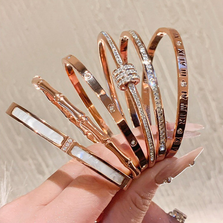 5-Piece Stainless Steel Stackable Bangle Set - Waterproof & Tarnish-Free