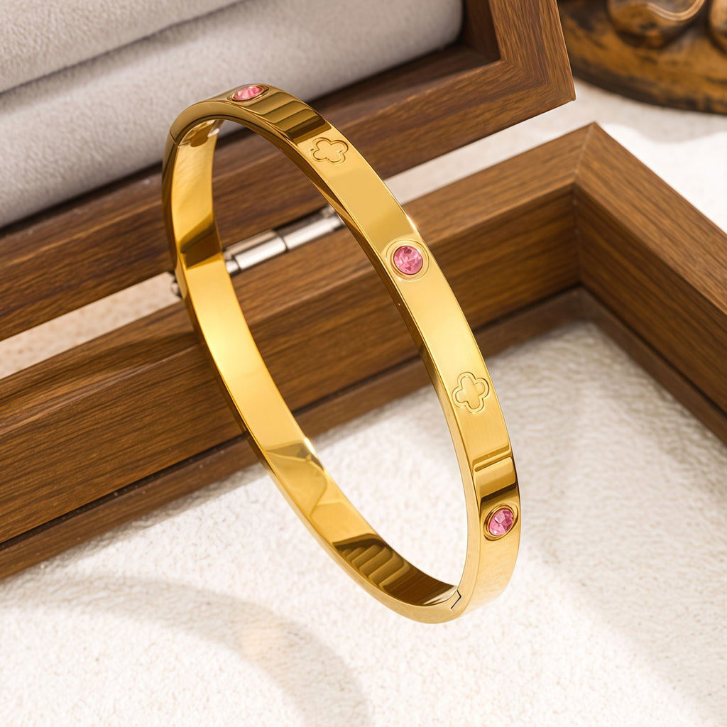 4-Piece Colorful Enamel Stainless Steel Bangles Set