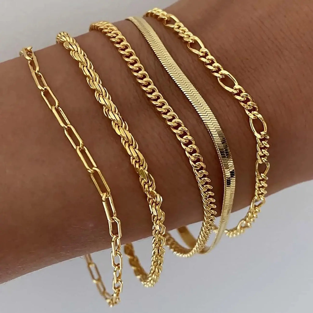 5-Piece Gold-Plated Bracelet Stack