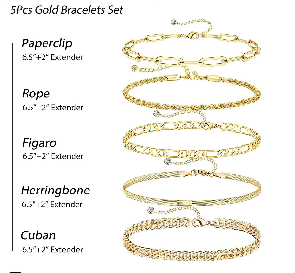 5-Piece Gold-Plated Bracelet Stack