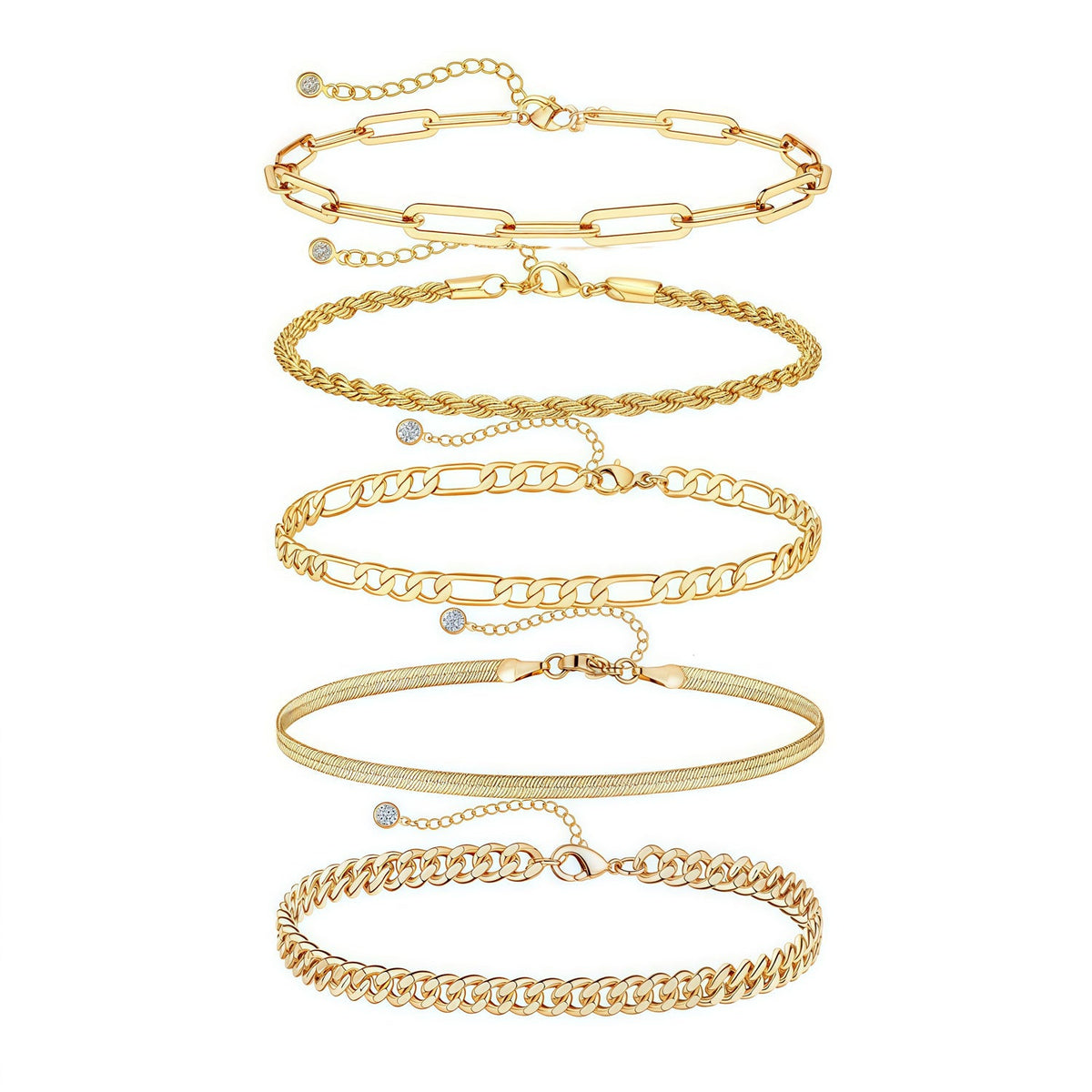 5-Piece Gold-Plated Bracelet Stack