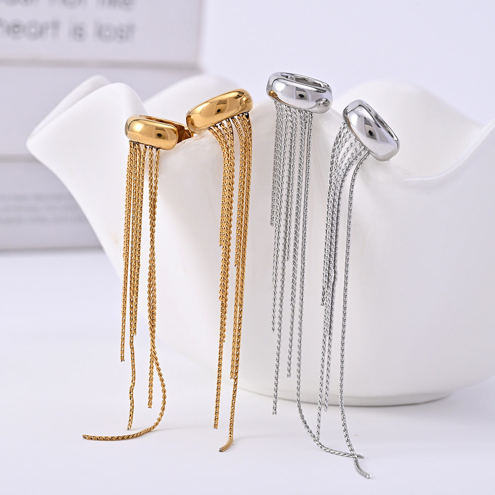 Cascading Chain Huggie Earrings - 14K Gold-Plated