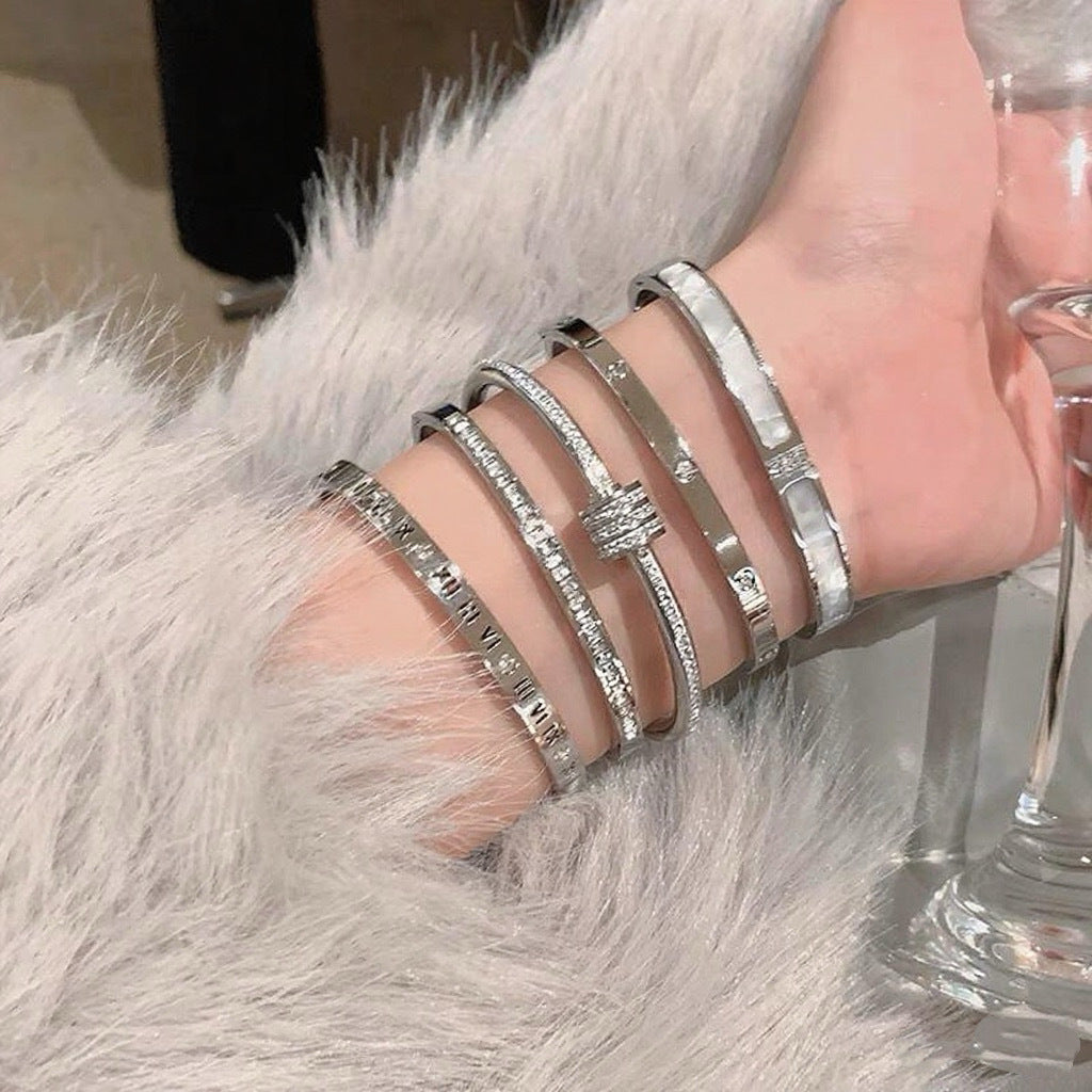 5-Piece Stainless Steel Stackable Bangle Set - Waterproof & Tarnish-Free