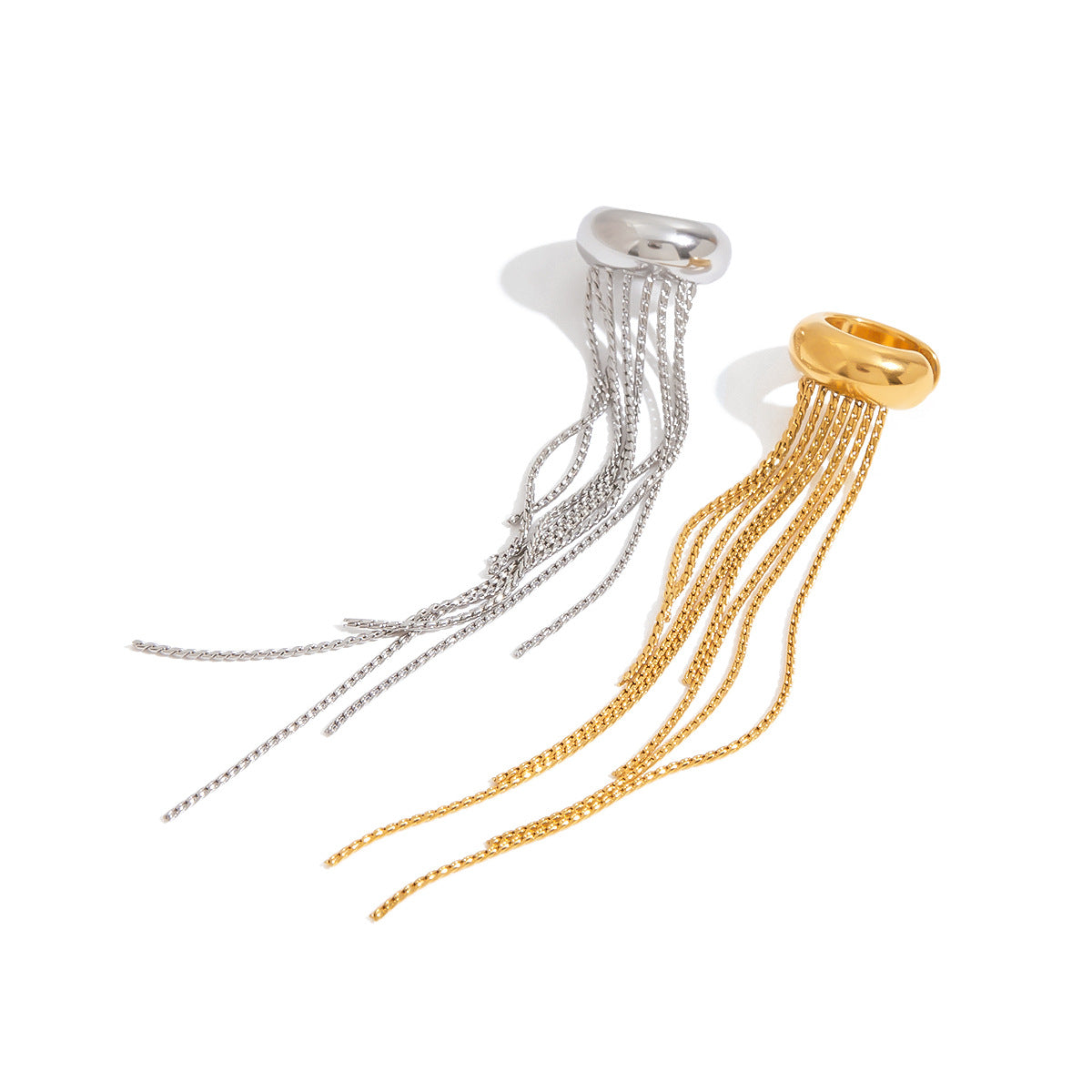 Cascading Chain Huggie Earrings - 14K Gold-Plated