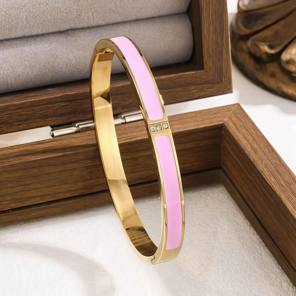 4-Piece Colorful Enamel Stainless Steel Bangles Set