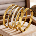 5-Piece Stainless Steel Stackable Bangle Set - Waterproof & Tarnish-Free