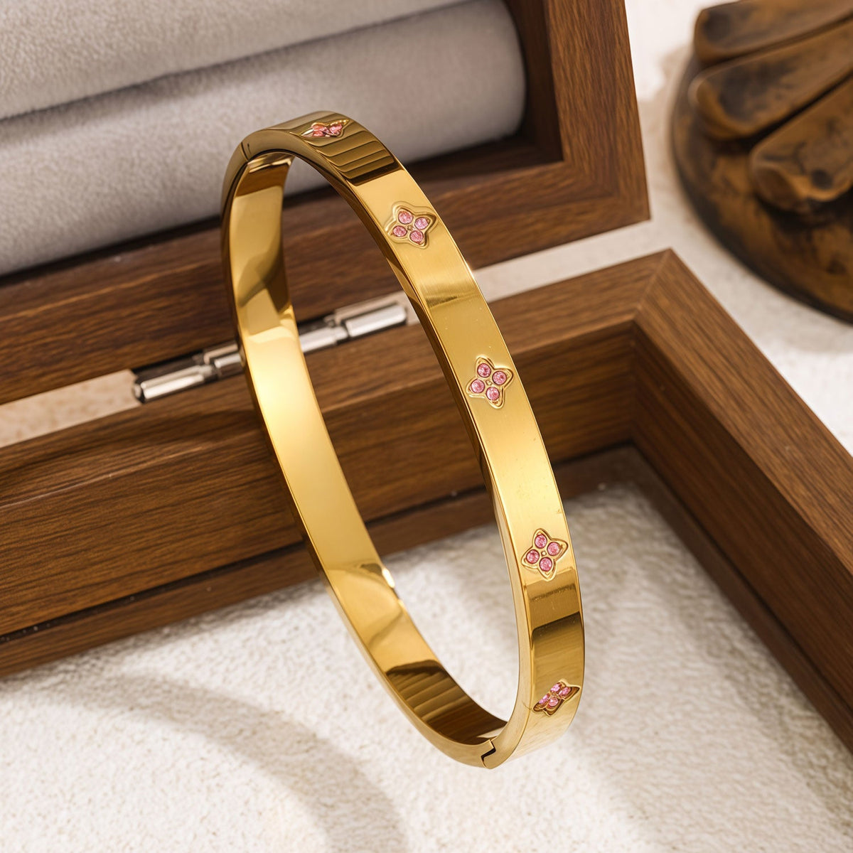 4-Piece Colorful Enamel Stainless Steel Bangles Set