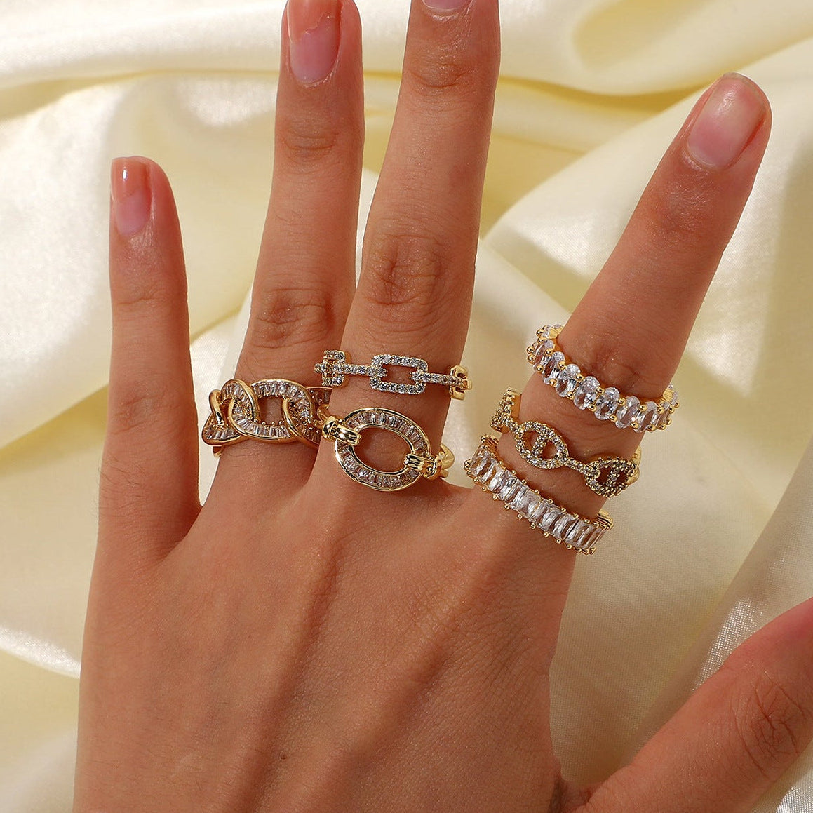 18K Gold Plated CZ Stackable Ring