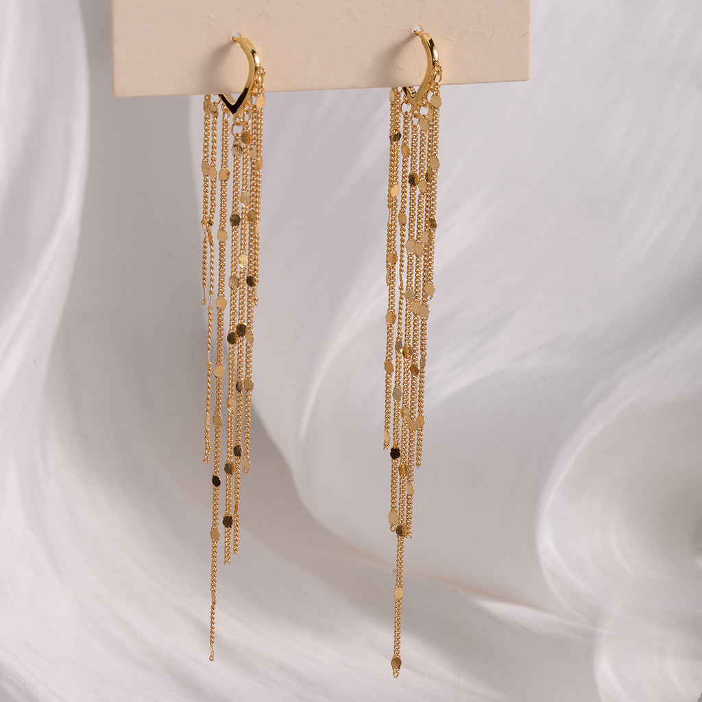 Cascading Chain Huggie Earrings - 14K Gold-Plated