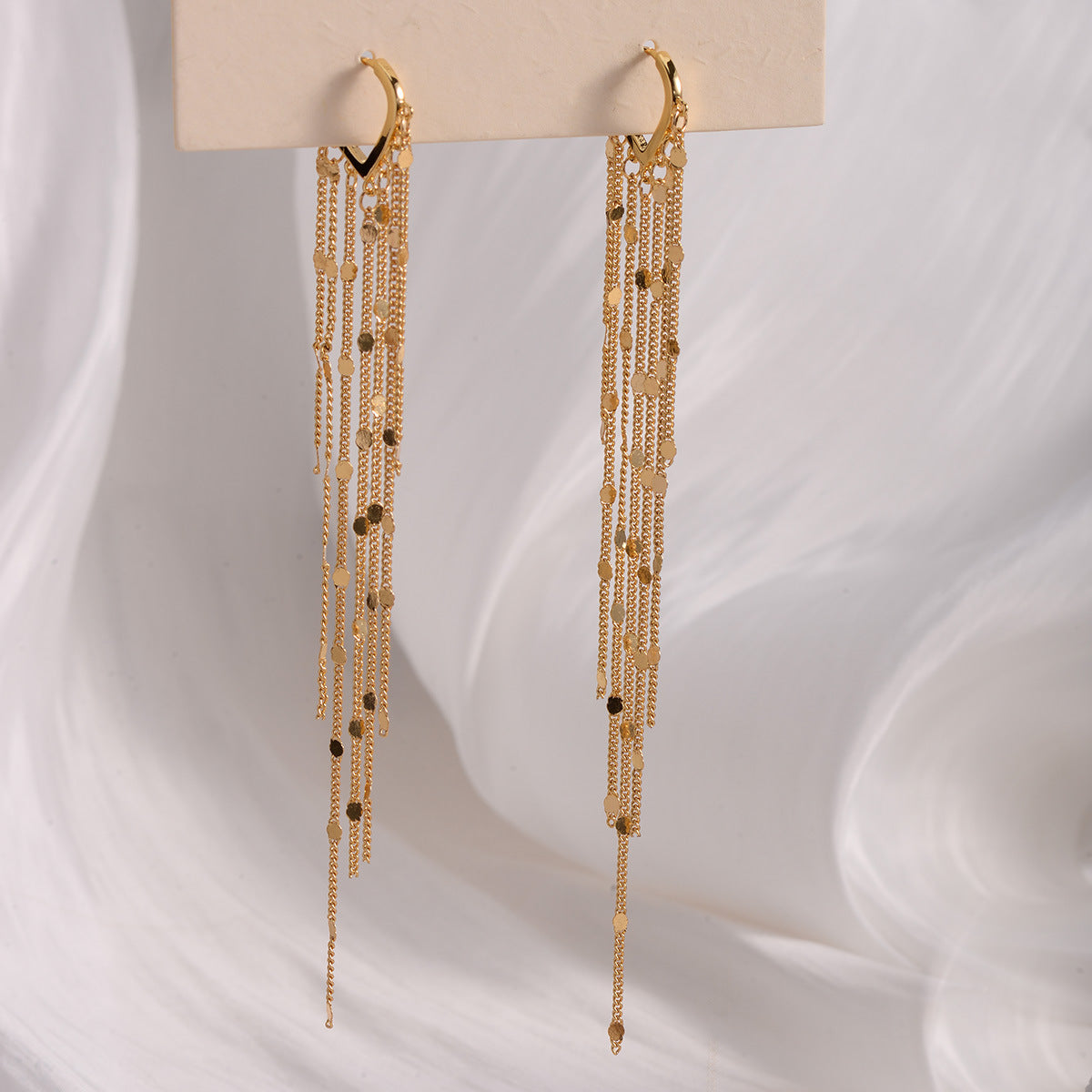 Cascading Chain Huggie Earrings - 14K Gold-Plated