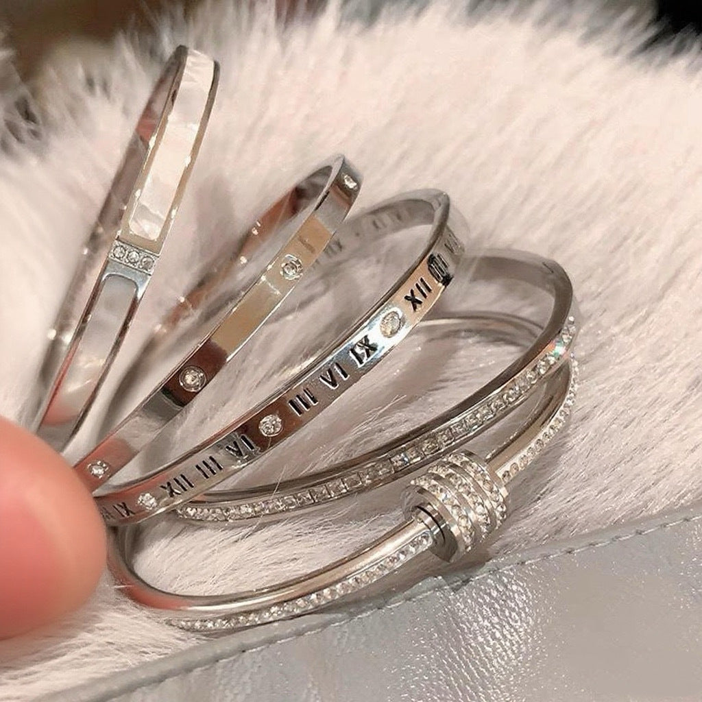 5-Piece Stainless Steel Stackable Bangle Set - Waterproof & Tarnish-Free