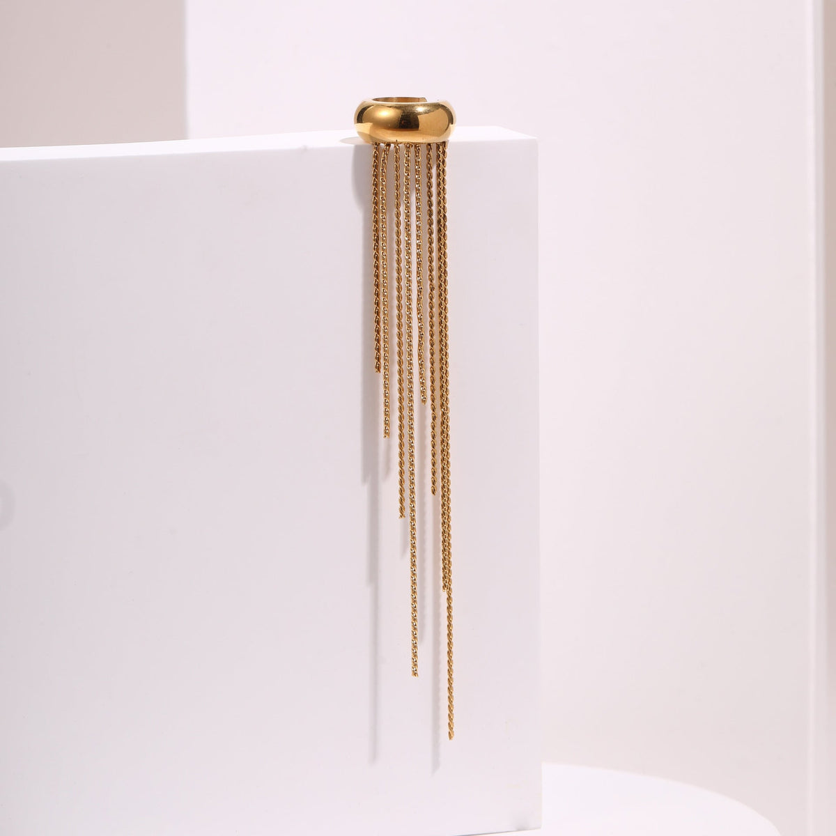 Cascading Chain Huggie Earrings - 14K Gold-Plated