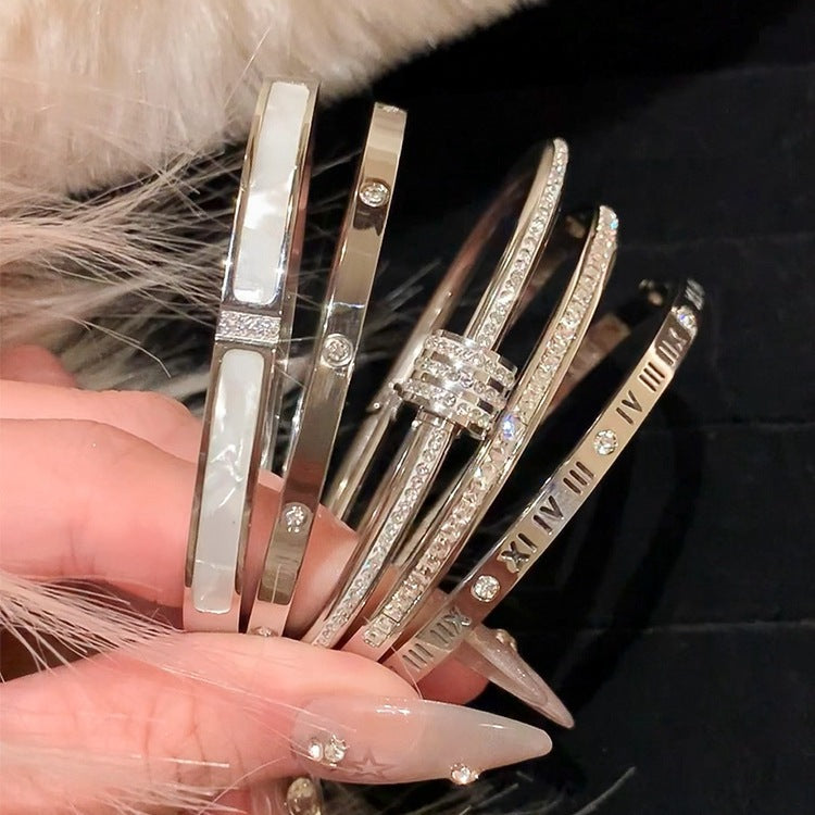 5-Piece Stainless Steel Stackable Bangle Set - Waterproof & Tarnish-Free