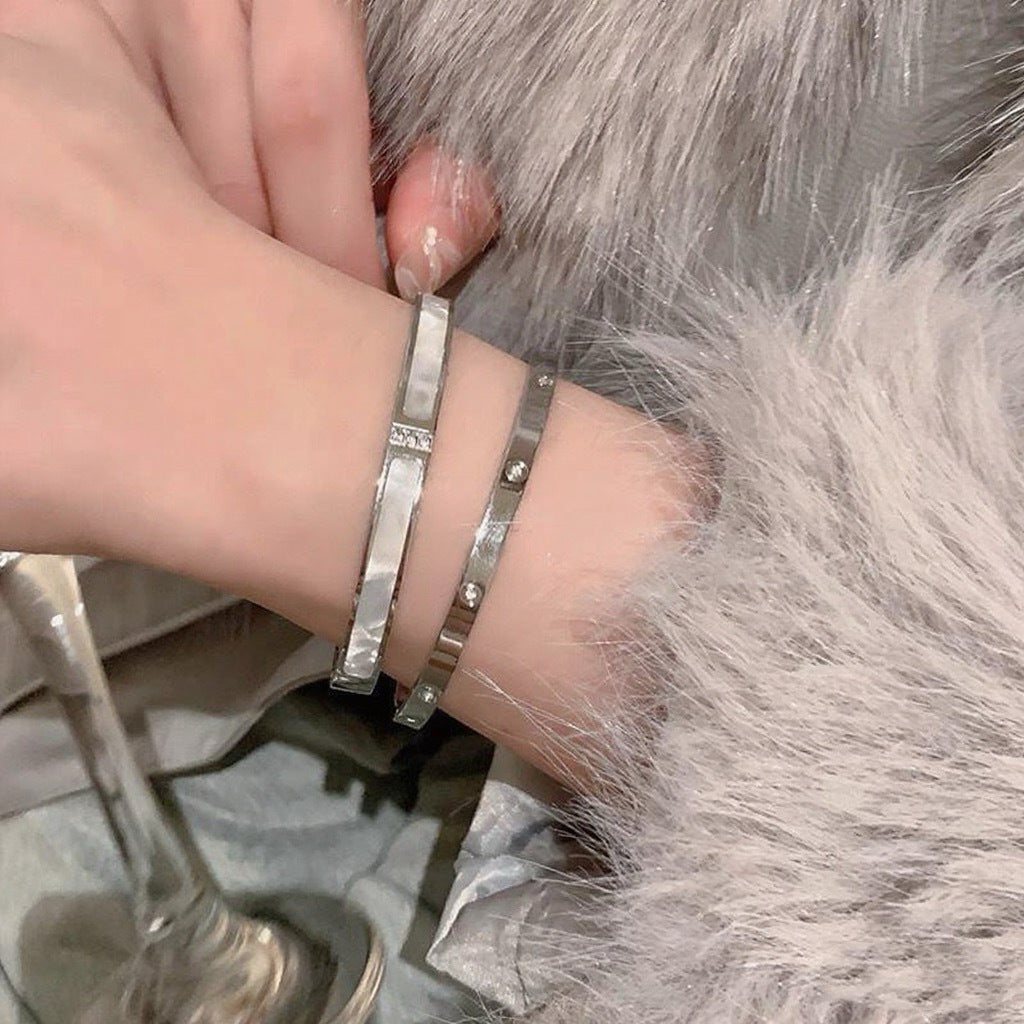 5-Piece Stainless Steel Stackable Bangle Set - Waterproof & Tarnish-Free