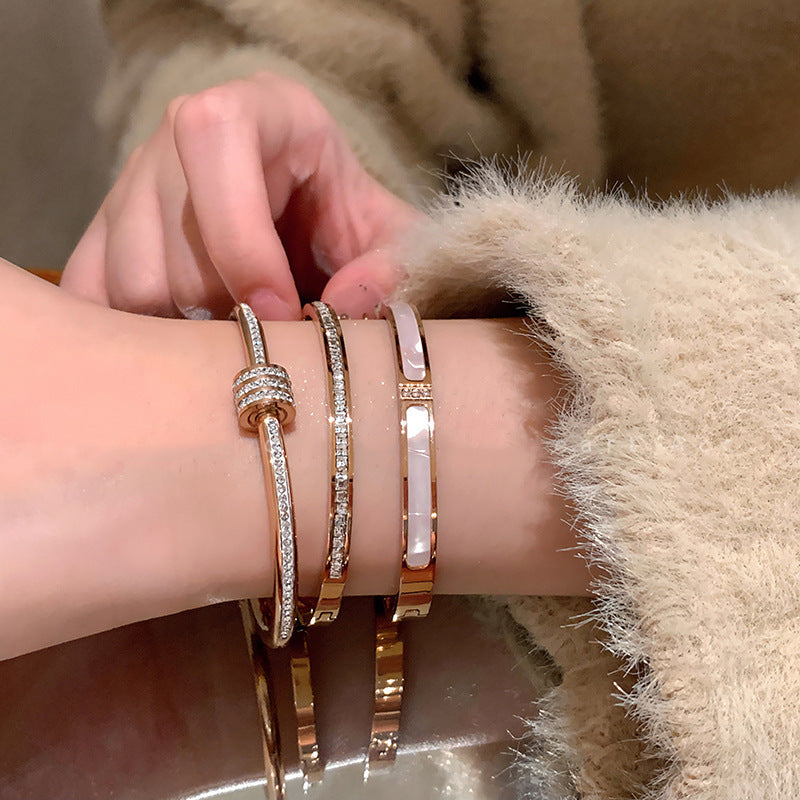 5-Piece Stainless Steel Stackable Bangle Set - Waterproof & Tarnish-Free