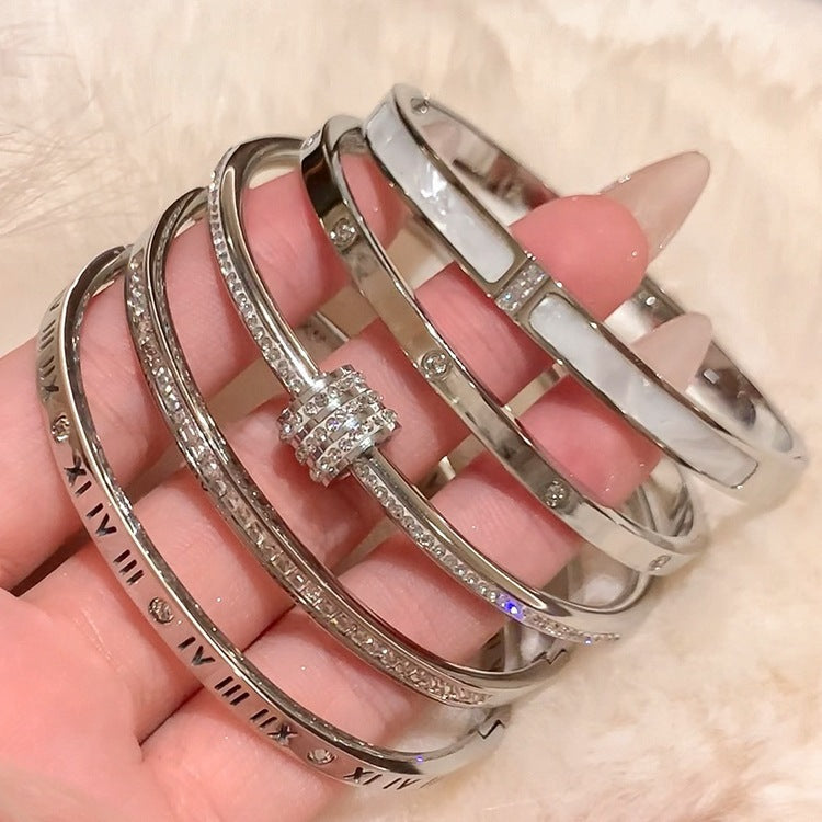 5-Piece Stainless Steel Stackable Bangle Set - Waterproof & Tarnish-Free