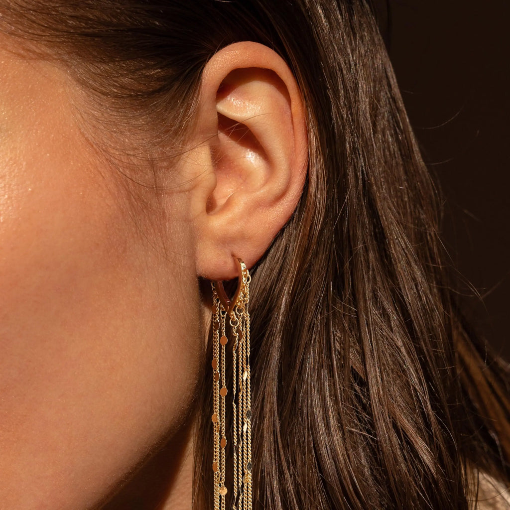 Cascading Chain Huggie Earrings - 14K Gold-Plated