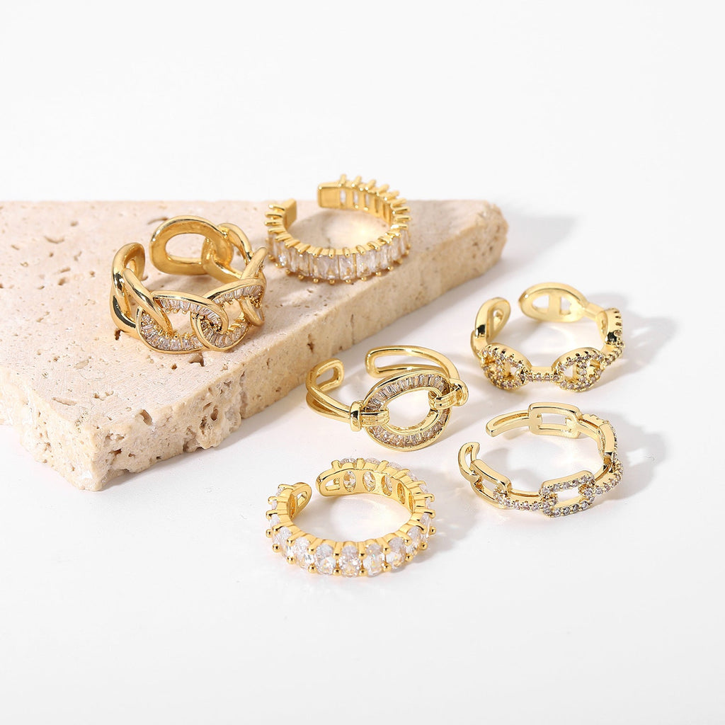 18K Gold Plated CZ Stackable Ring