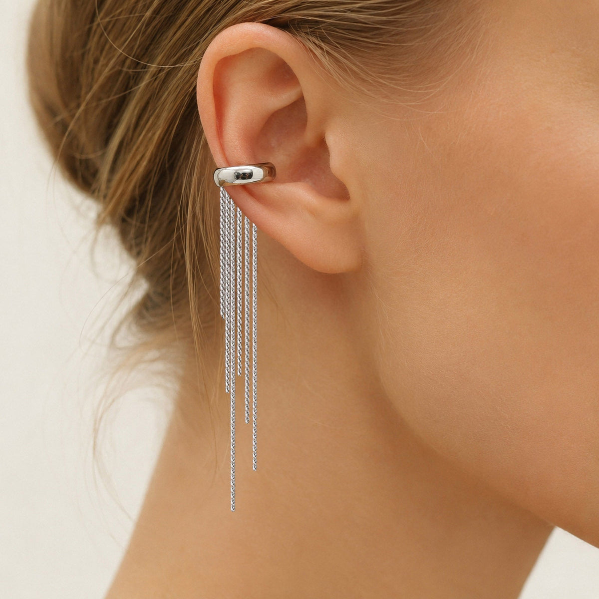 Cascading Chain Huggie Earrings - 14K Gold-Plated