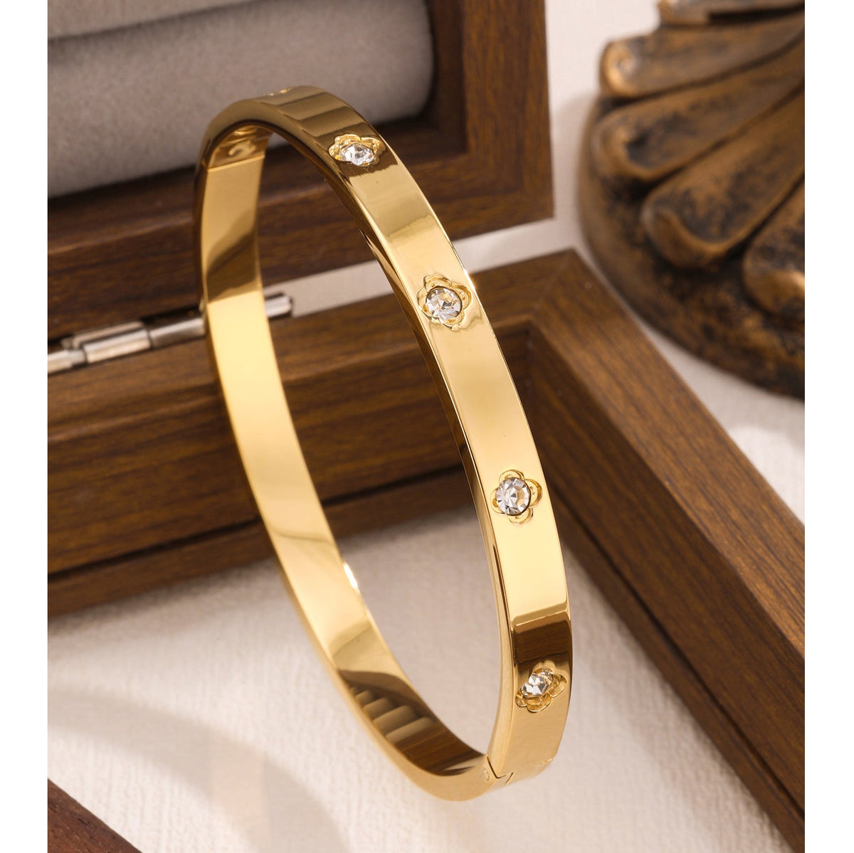 3-Piece Stainless Steel Stackable Bangle Set - Waterproof & Tarnish-Free