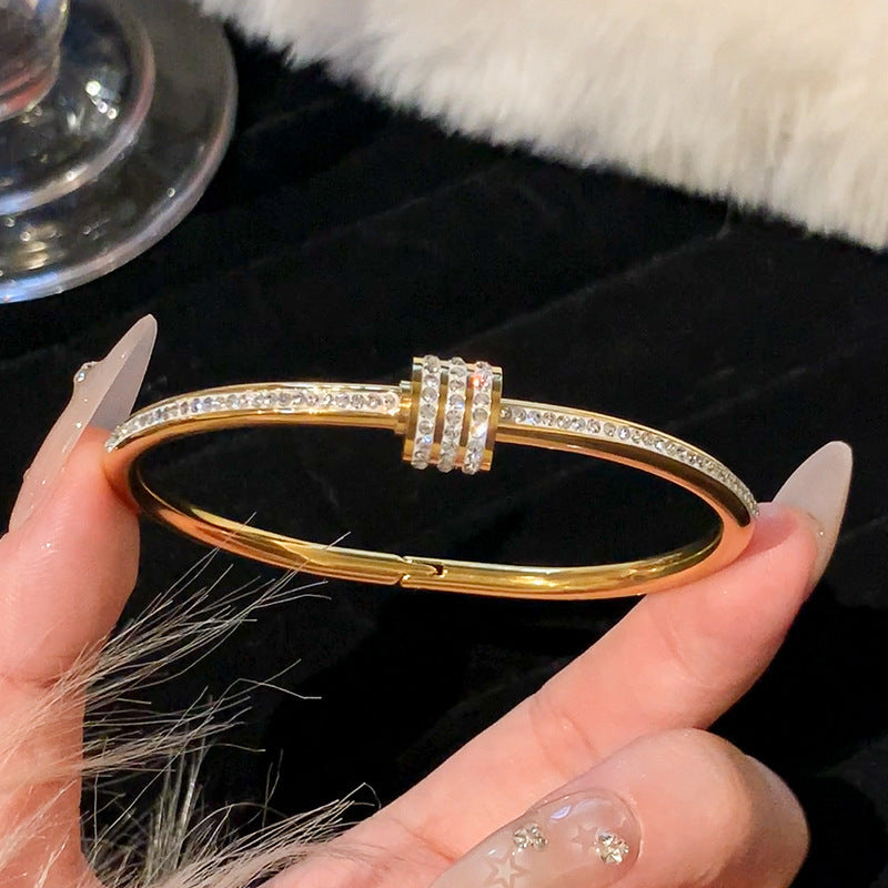 5-Piece Stainless Steel Stackable Bangle Set - Waterproof & Tarnish-Free