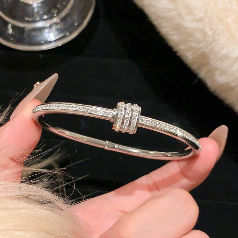 5-Piece Stainless Steel Stackable Bangle Set - Waterproof & Tarnish-Free