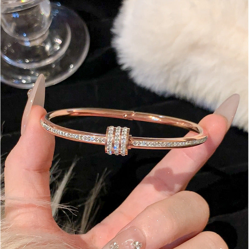 5-Piece Stainless Steel Stackable Bangle Set - Waterproof & Tarnish-Free